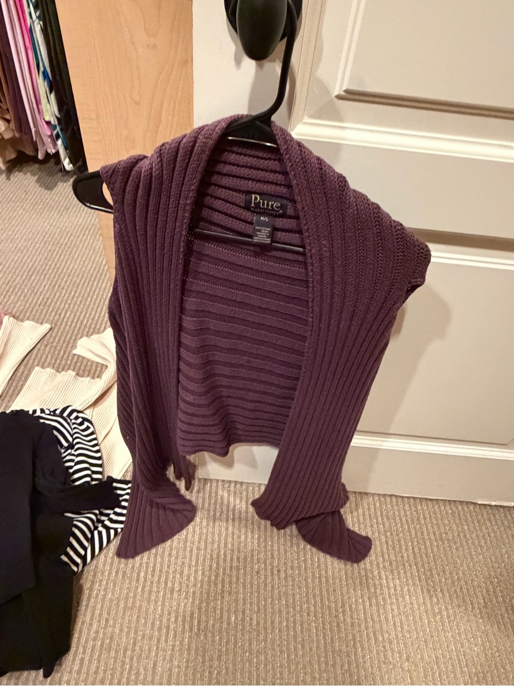 Ribbed Open-Front Sweater Vest in Deep Plum